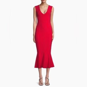 Norma Kamali Vibrant Grace Sleeveless Flounce-Hem Midi-Dress